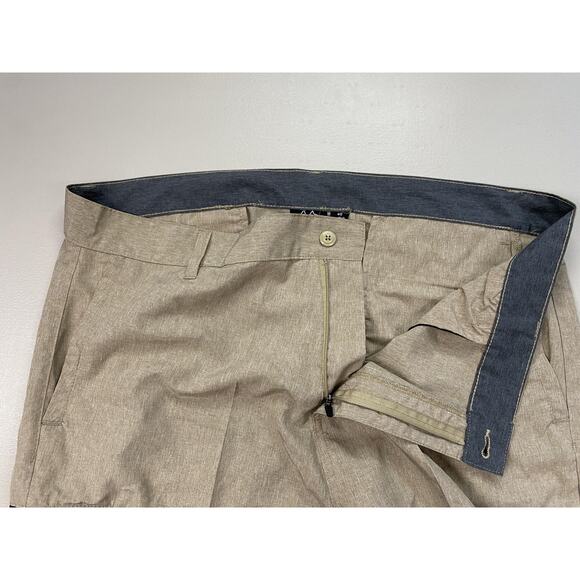 Burnside Shorts Mens 40 Beige Khaki Chino Flat Front Zip Pocket Stretch (42x10) - Picture 11 of 14